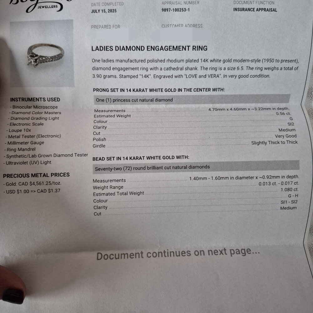 โจ Vera Wang Love Collection Engagement Ring โ Appraised at $6,280 โจ - Picture 5 of 5